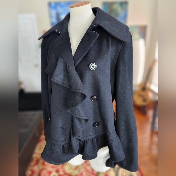 Ralph Lauren Rugby Est. 2004 Ruffled 100% Wool Coat Large - Picture 2 of 5